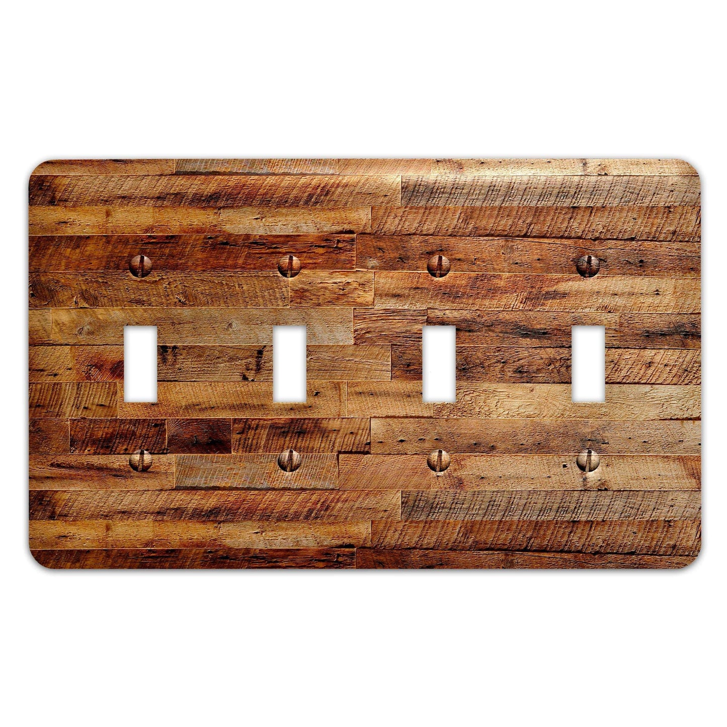 Metal Light Switch Plate Reclaimed Wood Paneling Pattern Decorative Switchplate Cover, Other Sizes Available #3839