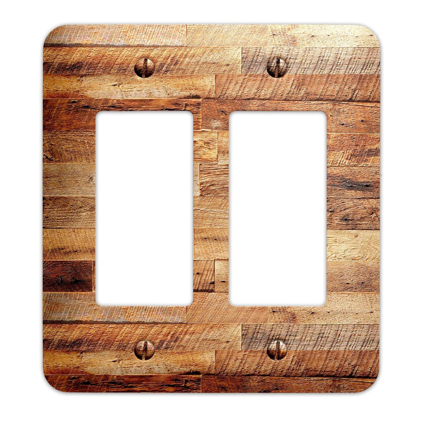 Metal Light Switch Plate Reclaimed Wood Paneling Pattern Decorative Switchplate Cover, Other Sizes Available #3839