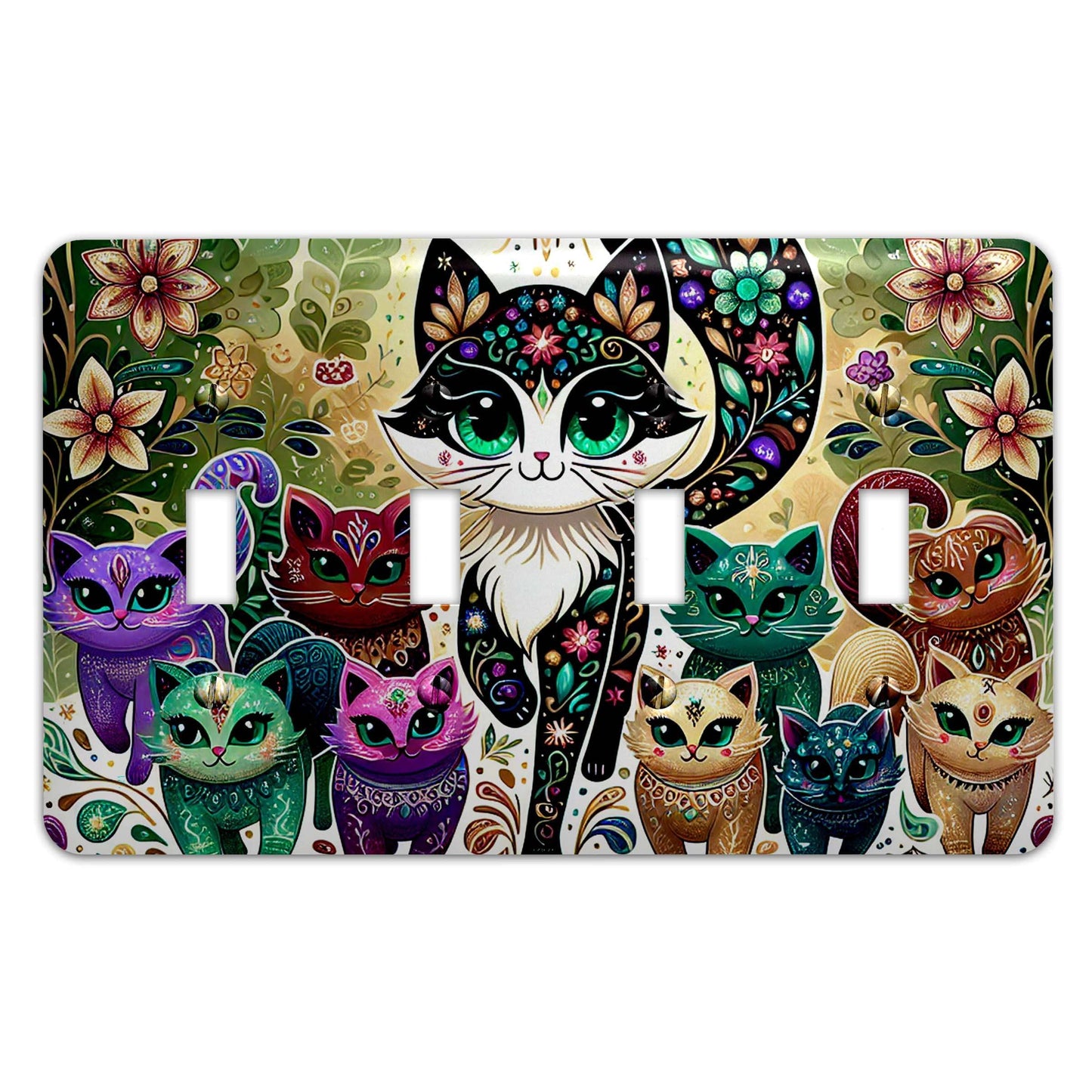Chibi Cats Design Decorative Light Switchplate Cover, Other Sizes Available, Home Decor, Lighting #4934