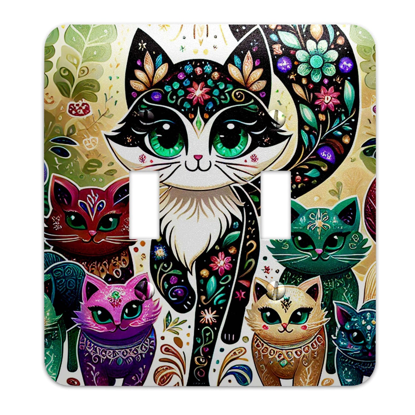 Chibi Cats Design Decorative Light Switchplate Cover, Other Sizes Available, Home Decor, Lighting #4934