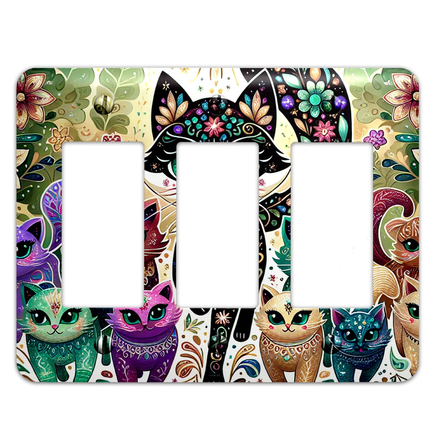 Chibi Cats Design Decorative Light Switchplate Cover, Other Sizes Available, Home Decor, Lighting #4934