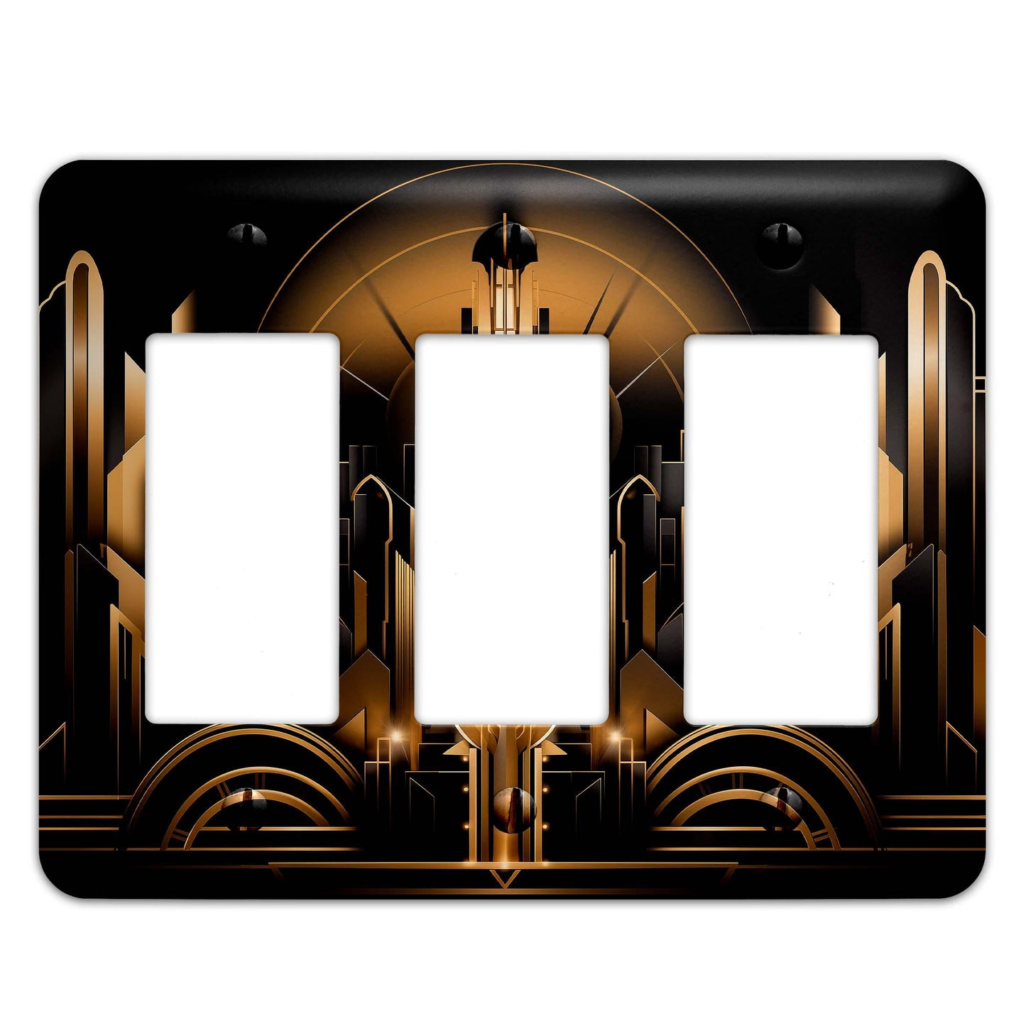 Art Deco Black and Gold Design Decorative Light Switchplate Cover, Other Sizes Available, Home Decor, Lighting #5002