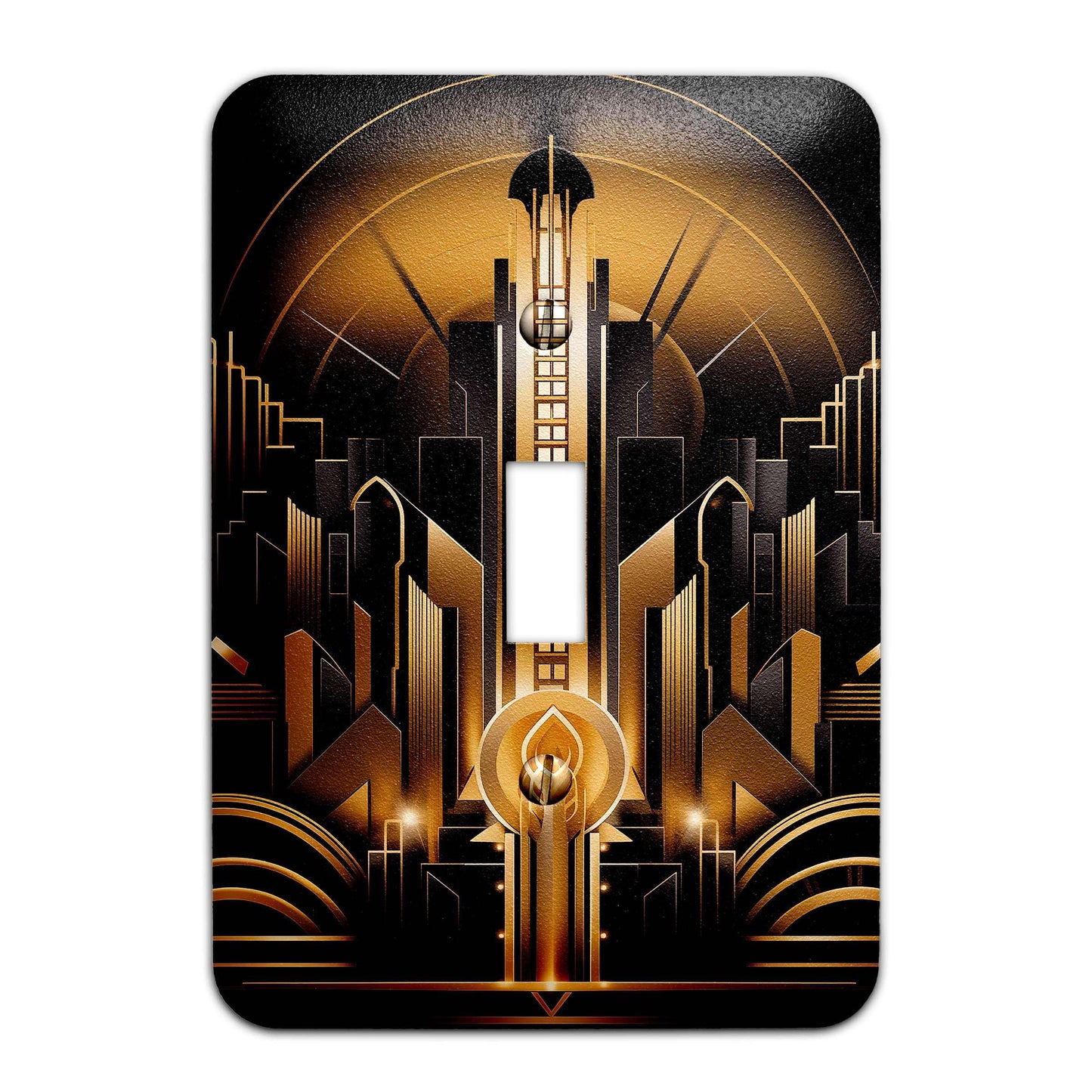 Art Deco Black and Gold Design Decorative Light Switchplate Cover, Other Sizes Available, Home Decor, Lighting #5002