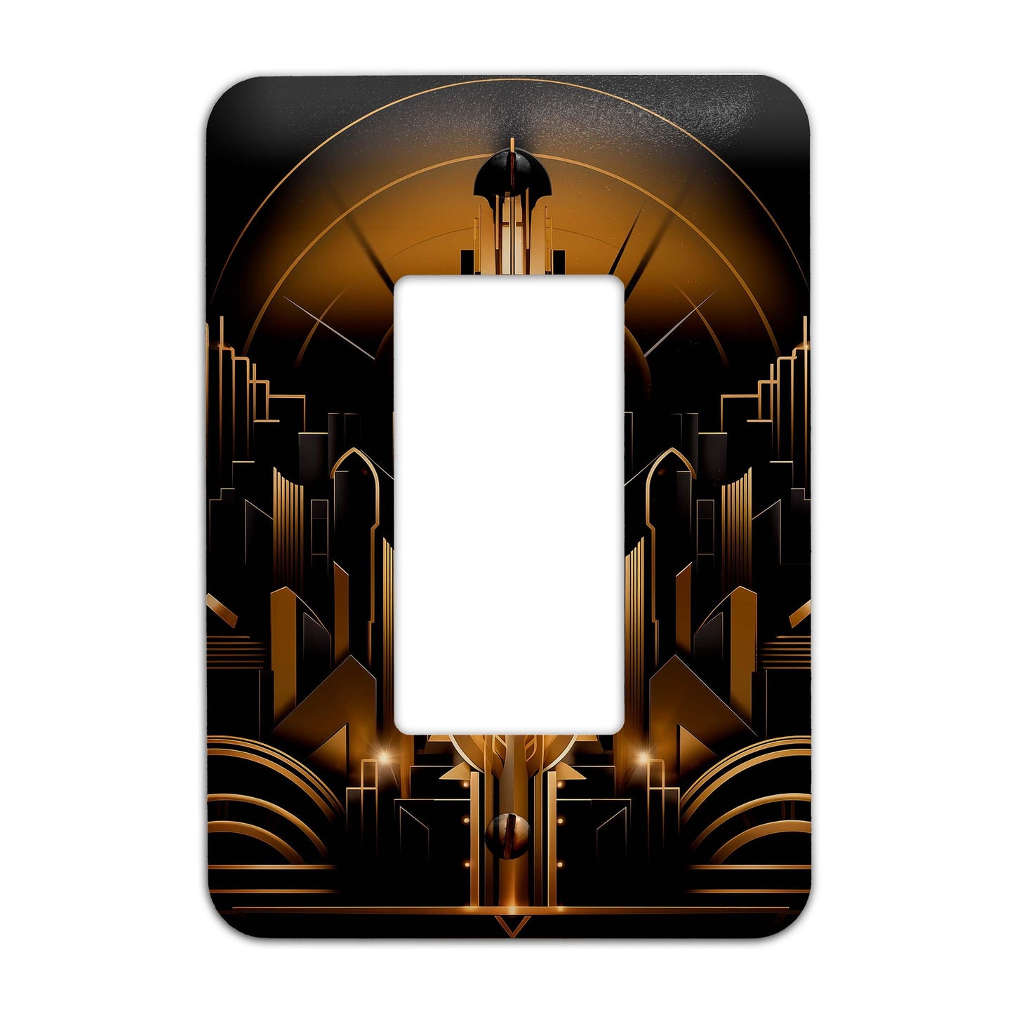 Art Deco Black and Gold Design Decorative Light Switchplate Cover, Other Sizes Available, Home Decor, Lighting #5002
