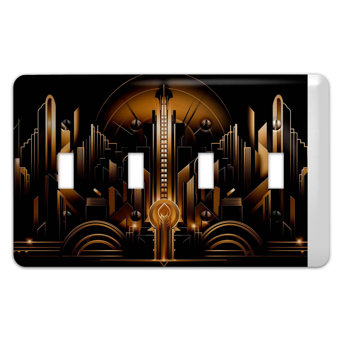 Art Deco Black and Gold Design Decorative Light Switchplate Cover, Other Sizes Available, Home Decor, Lighting #5002