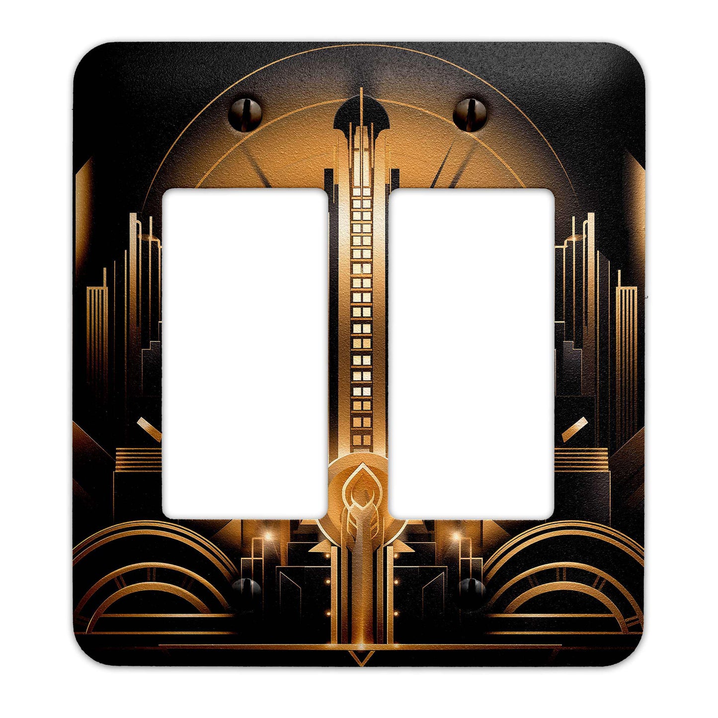 Art Deco Black and Gold Design Decorative Light Switchplate Cover, Other Sizes Available, Home Decor, Lighting #5002
