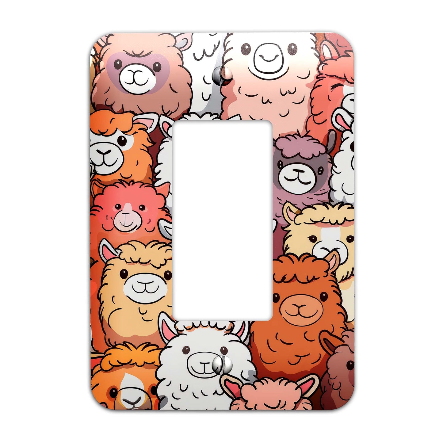 Metal Decorative Light Switch Plate Cover - Happy Alpacas - Other Sizes Available #4761