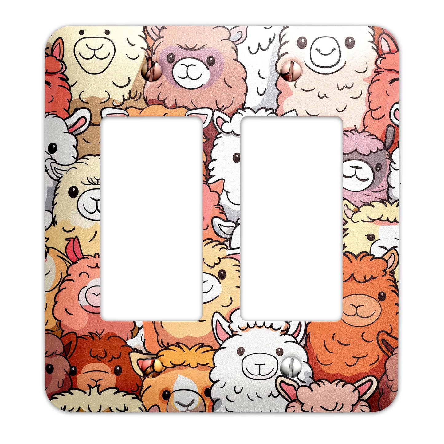 Metal Decorative Light Switch Plate Cover - Happy Alpacas - Other Sizes Available #4761