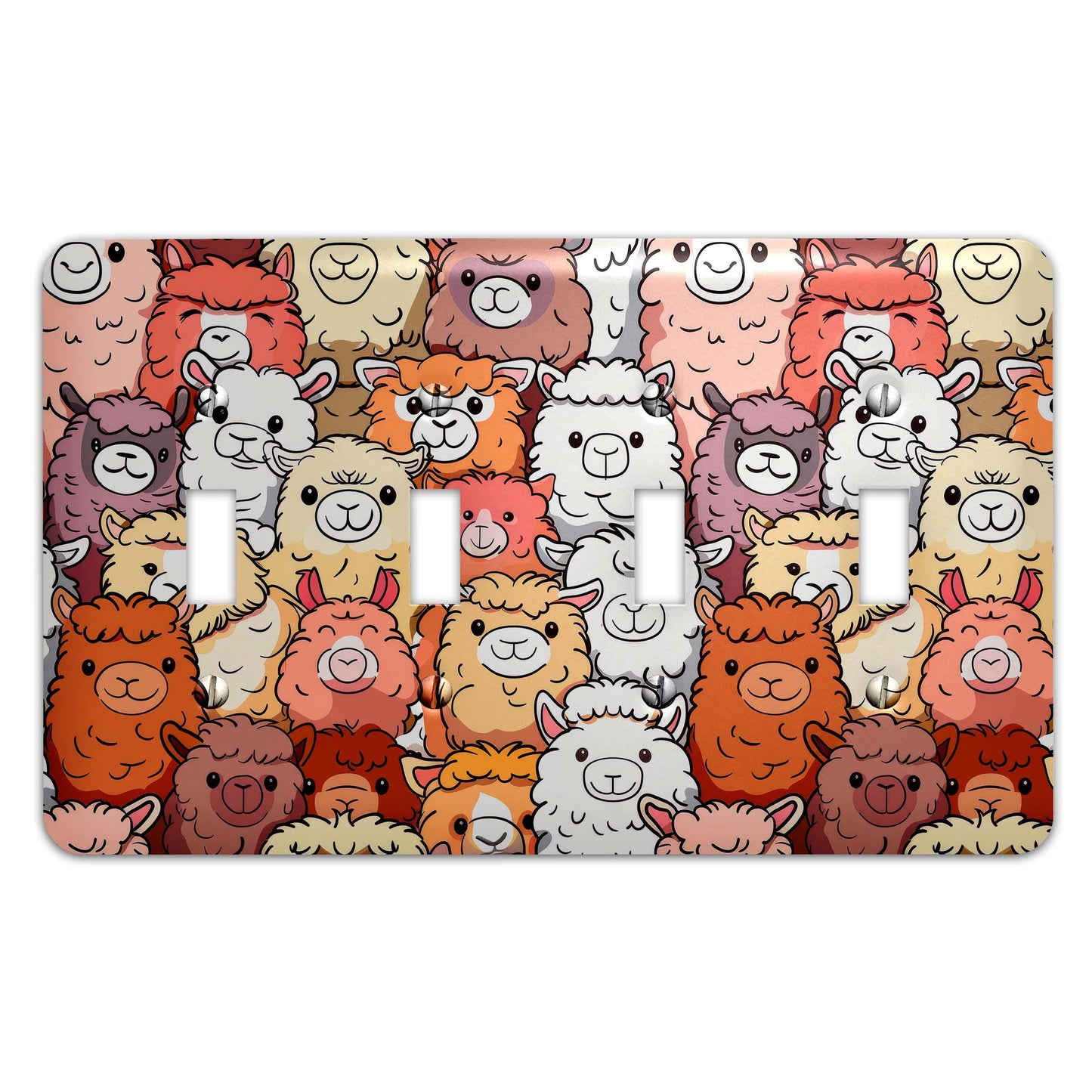 Metal Decorative Light Switch Plate Cover - Happy Alpacas - Other Sizes Available #4761