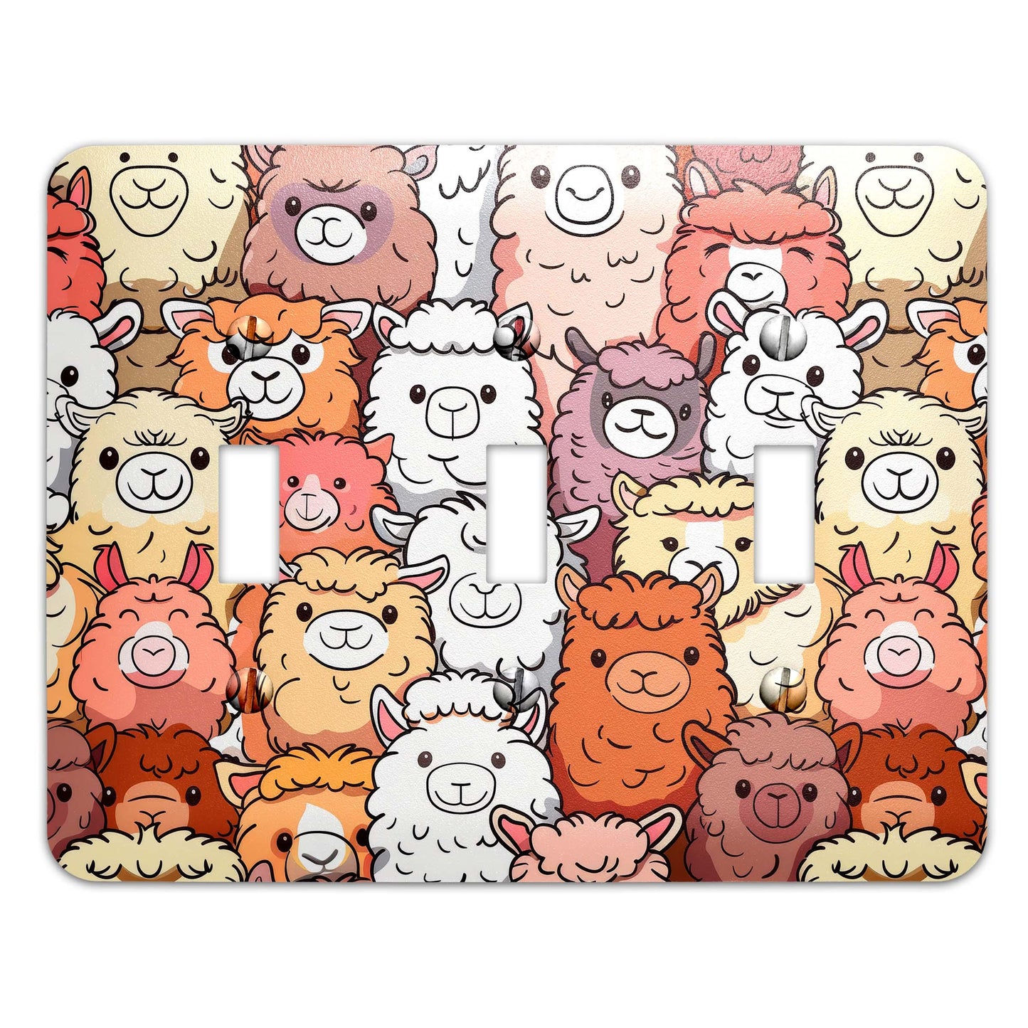Metal Decorative Light Switch Plate Cover - Happy Alpacas - Other Sizes Available #4761