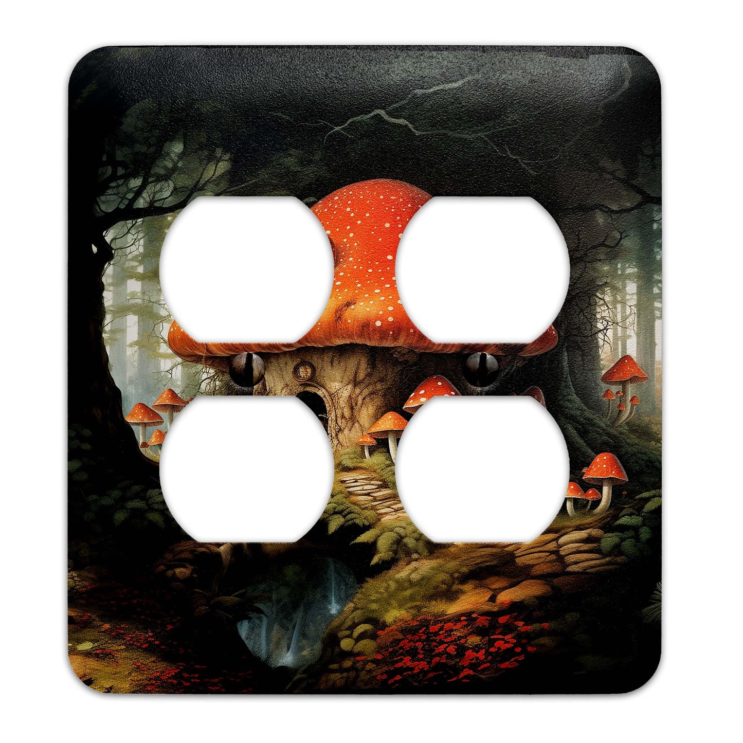 Fantasy Fairy Mushroom Garden Metal Decorative Light Switch Plate Cover - Several Sizes Available #5243