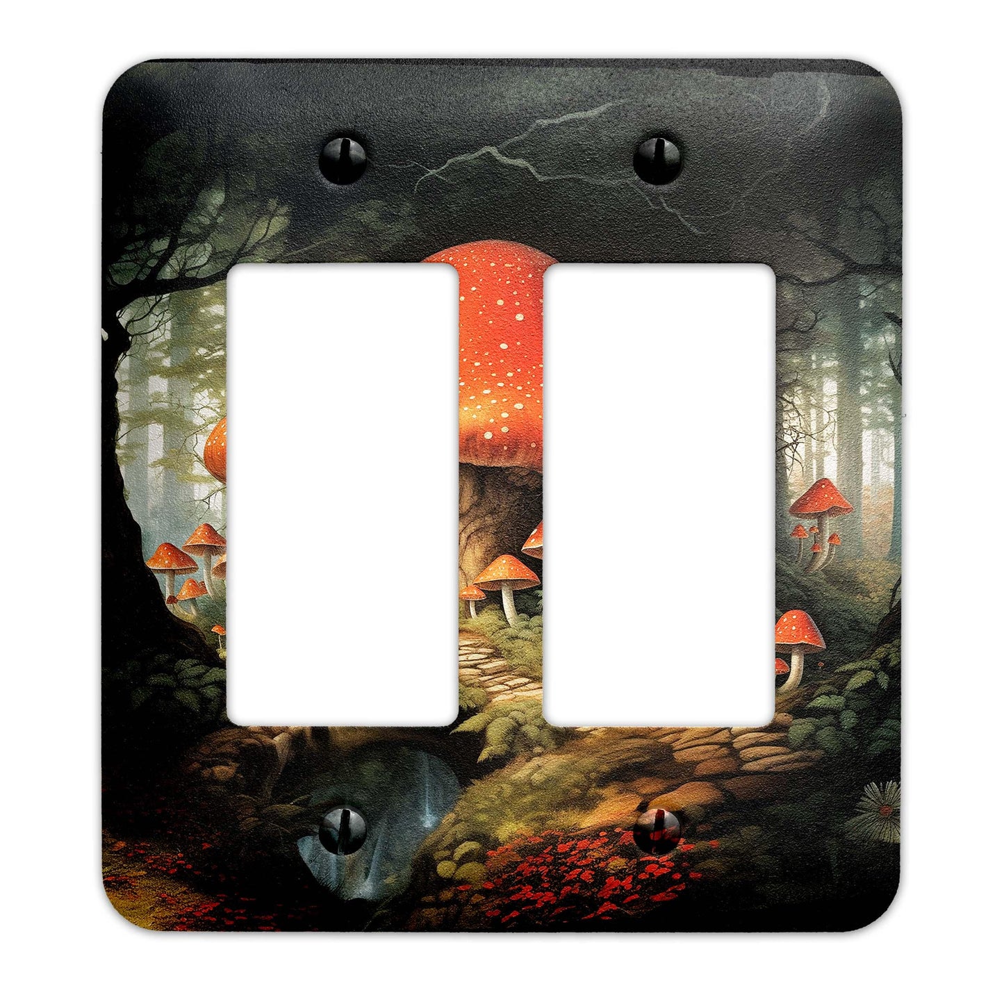 Fantasy Fairy Mushroom Garden Metal Decorative Light Switch Plate Cover - Several Sizes Available #5243