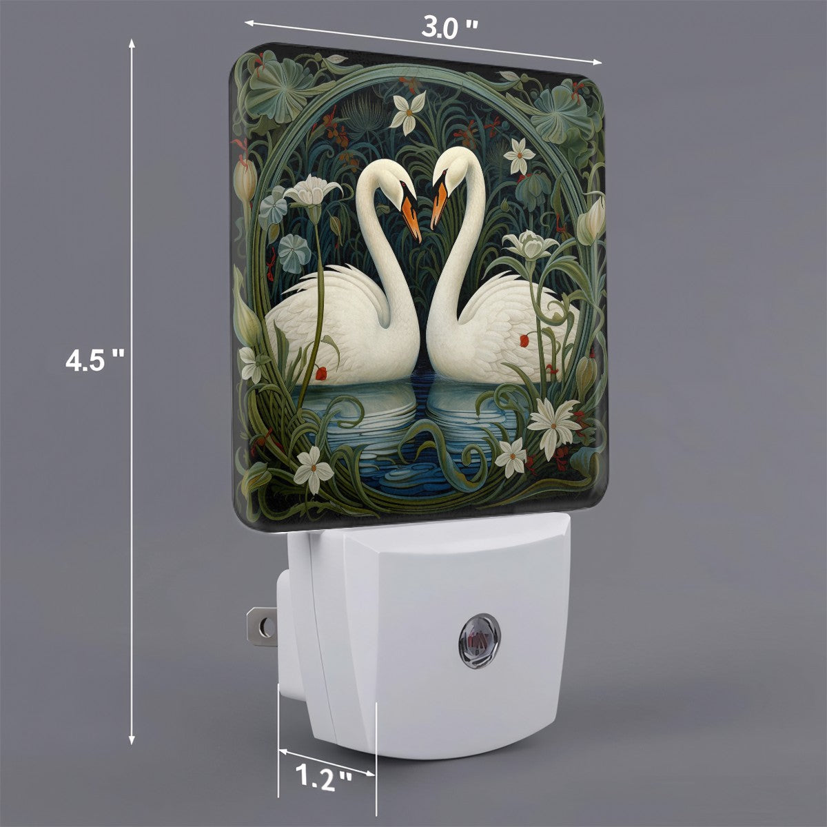 Art Nouveau Swan LED Night Light – Elegant dusk-to-dawn plug-in nightlight with automatic sensor for home decor