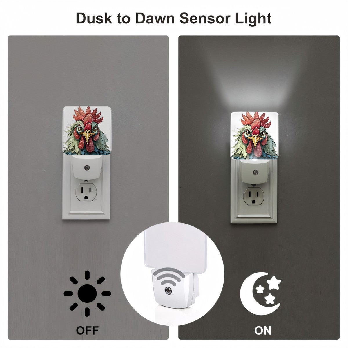Fowl Mood Custom LED Dusk to Dawn Night Light, Home Decor, Wall Art #5387