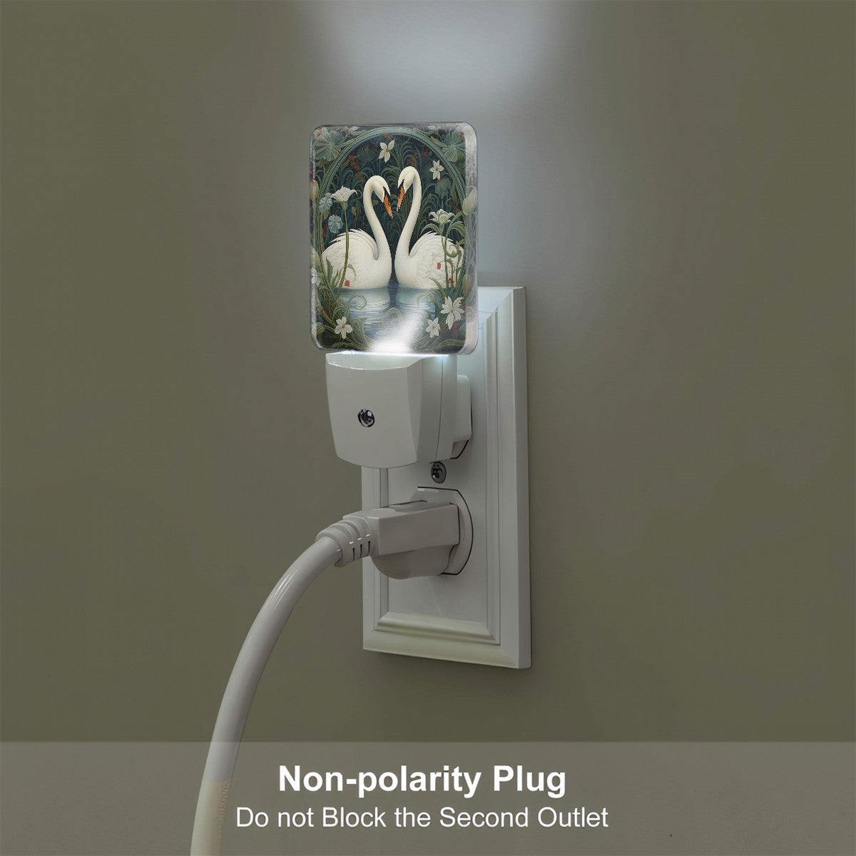 Art Nouveau Swan LED Night Light – Elegant dusk-to-dawn plug-in nightlight with automatic sensor for home decor