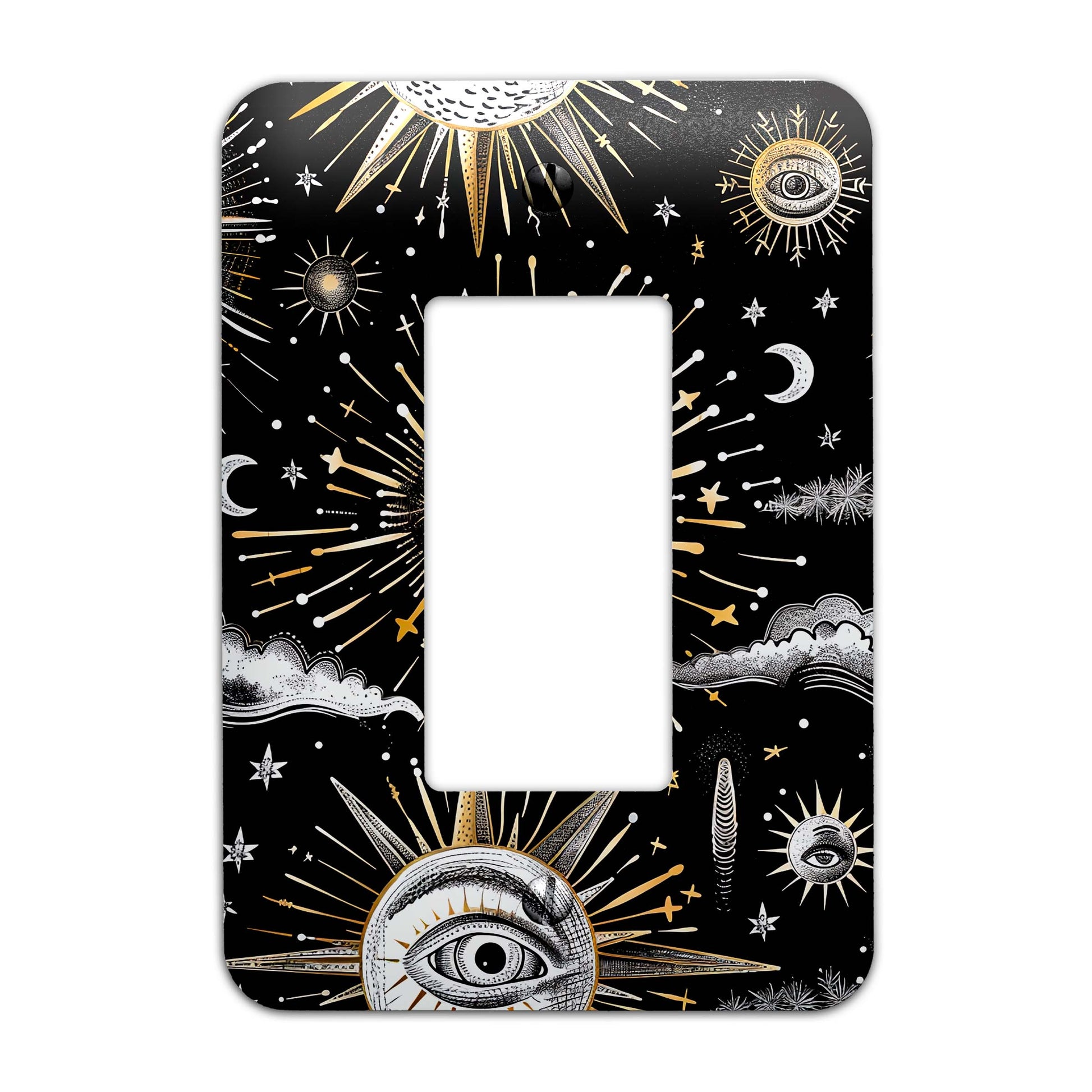 a light switch cover with an all seeing eye on it