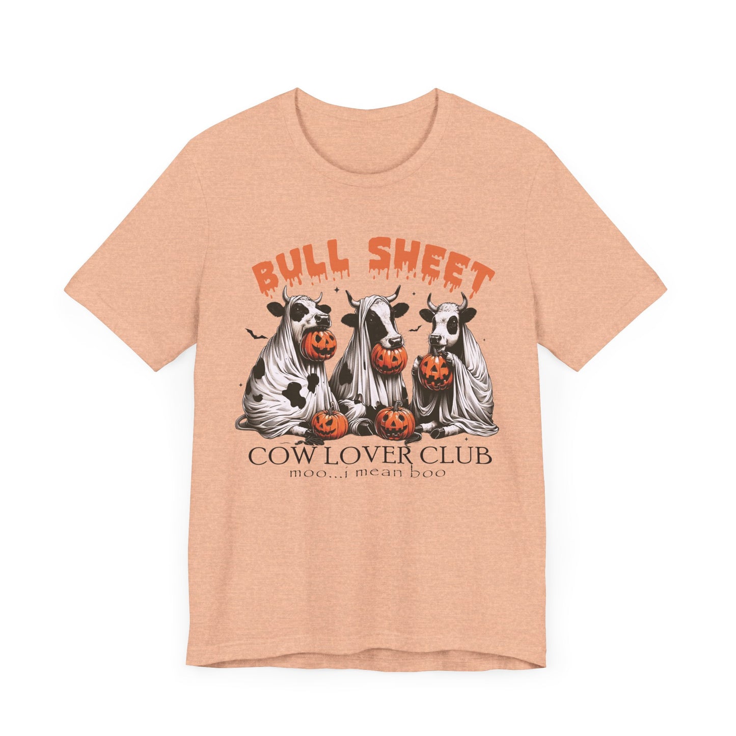 Bull Sheet Unisex Jersey Short Sleeve Tee, Halloween Ghost Cows Shirt, Spooky Cow Halloween Gifts, Cow Lover Gift Tee #5123