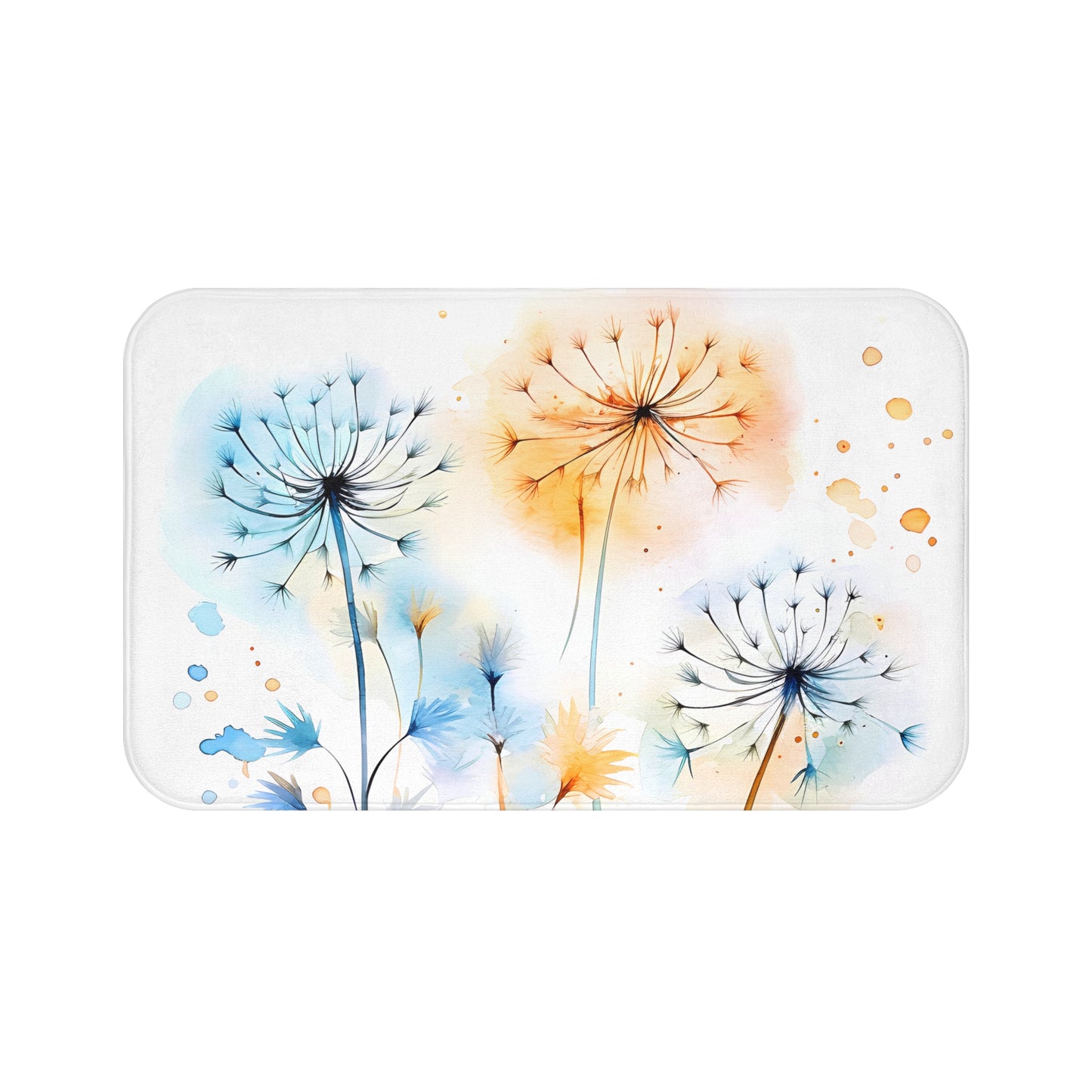 Bath Mat - Watercolor Dandelions, Bathroom Decor, Floral Decor, Bathroom Art #5016