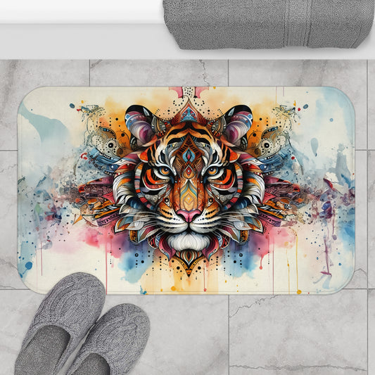 Tribal Tiger Bath Accent Rug -  Bath Mat, Non-Slip, Mystical Decor, Tribal Decor #5158