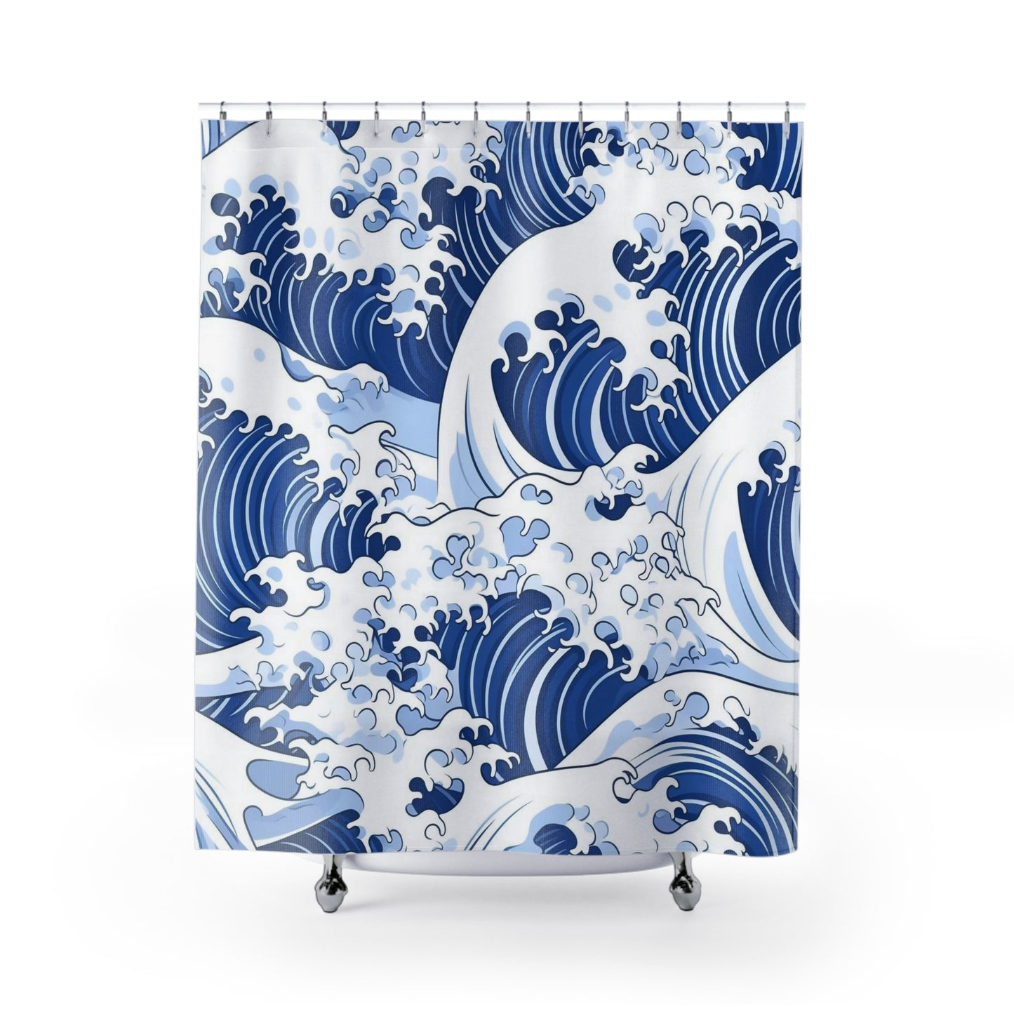 Great Waves Shower Curtain,  Nature Bathroom Decor, Sea/Ocean Bath Decor, Nature-Inspired Bathroom, Serene Bath Decor #5115
