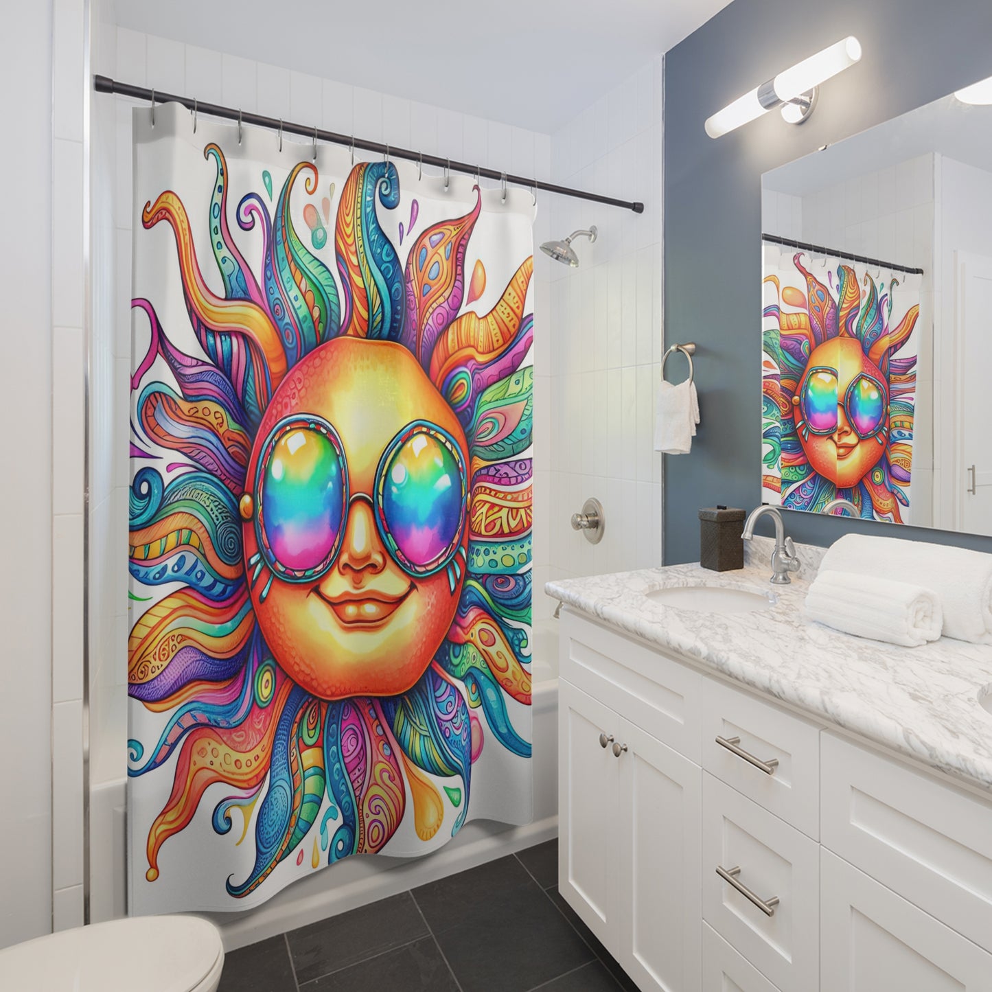 Shower Curtain - Sunny Sunshine, Bath Decor, Colorful, Cheerful #5057