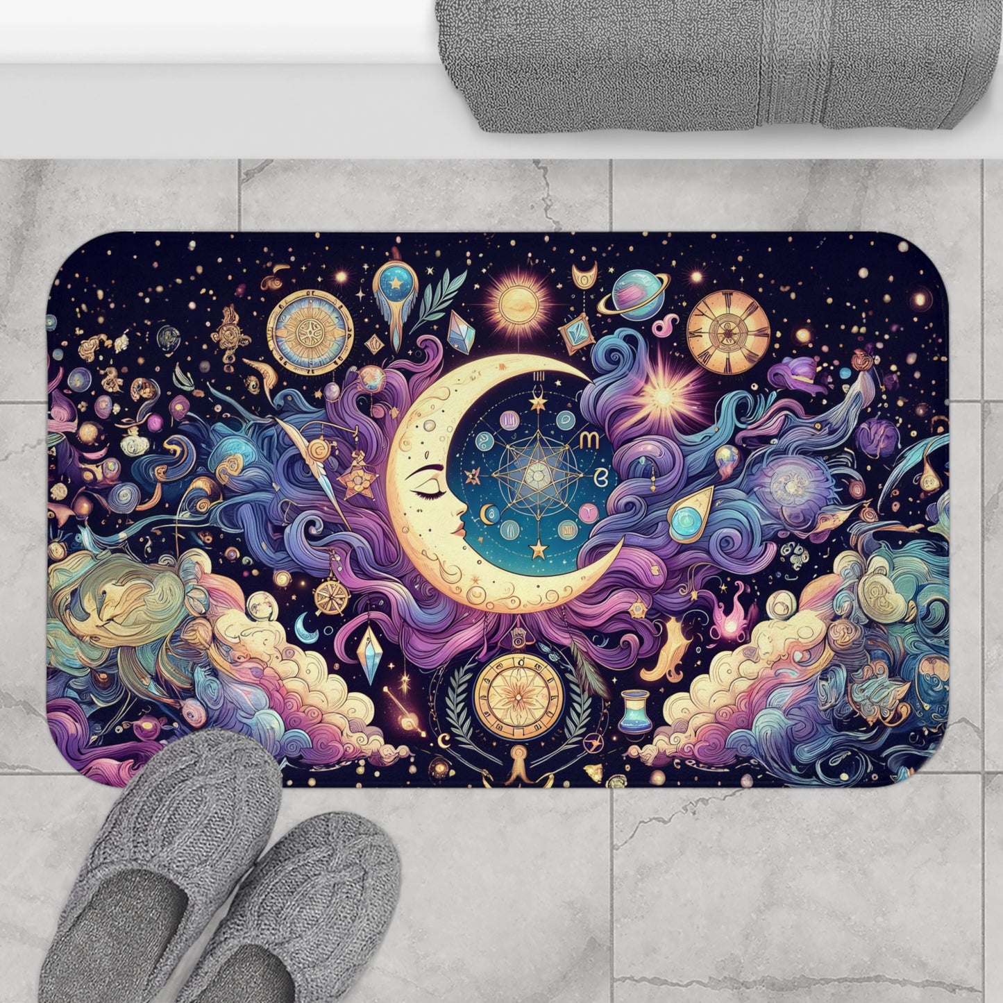 Celestial Heavens Bath Accent Rug -  Bath Mat, Non-Slip, Mystical Decor #5156