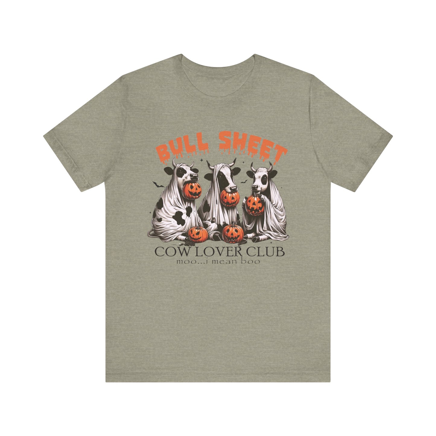 Bull Sheet Unisex Jersey Short Sleeve Tee, Halloween Ghost Cows Shirt, Spooky Cow Halloween Gifts, Cow Lover Gift Tee #5123