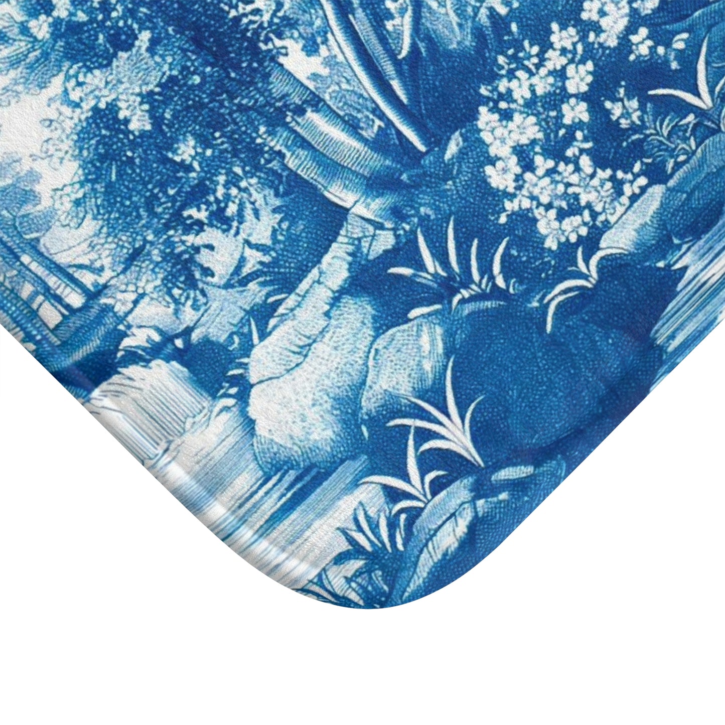 Bath Mat - Blue Toile, Bathroom Decor, Bathroom Art #4796