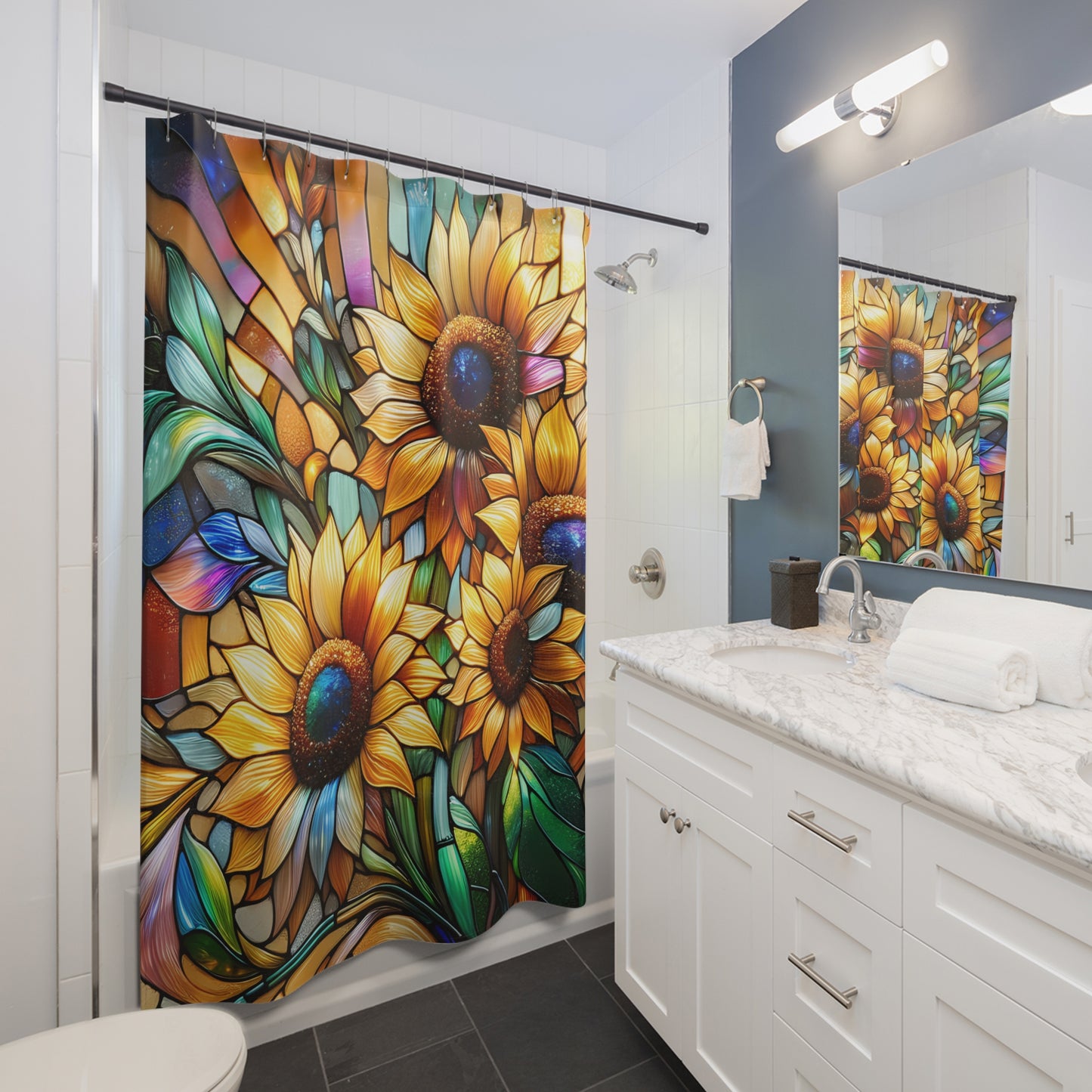 Sunflower Meadow Shower Curtain, Bath Decor, #5044