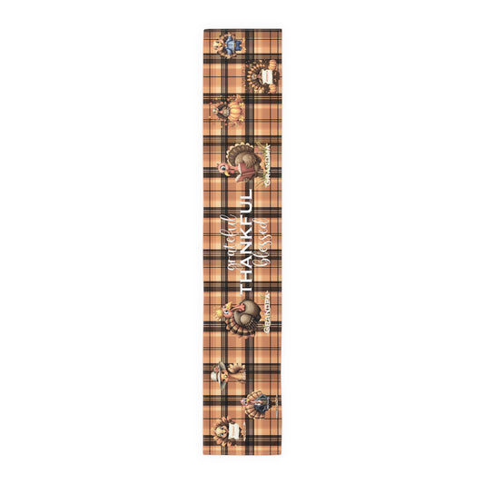 Table Runner, Turkey Family Personalized with Family Member Names, Thanksgiving Table Decor,