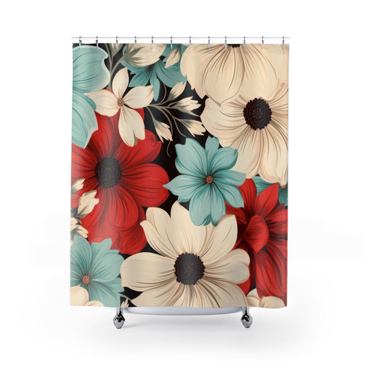 Colorful Floral Pattern Shower Curtain, Bath Decor, #5038