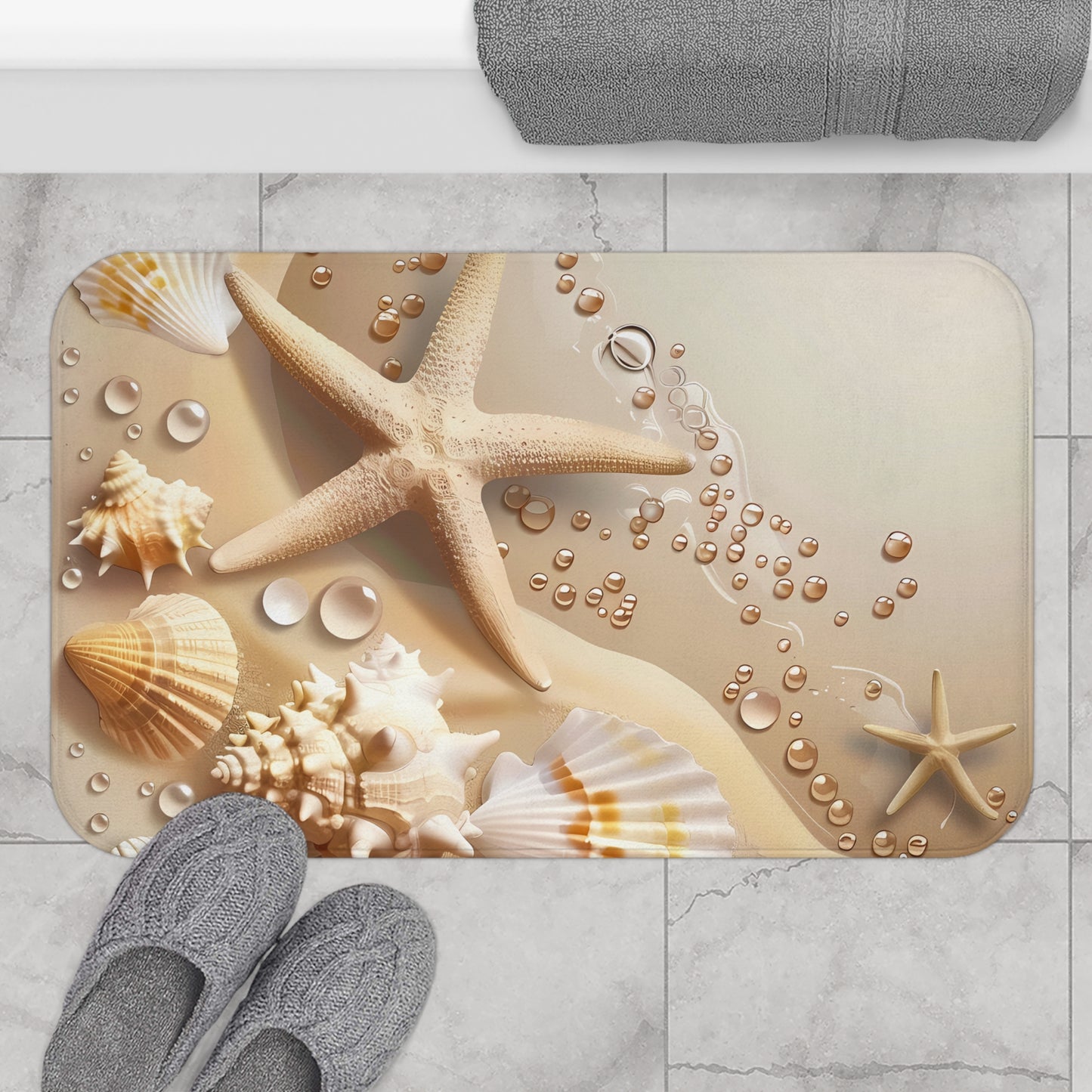 Bath Mat - Seashells in the Sand, Bathroom Decor, Beach Decor, Bathroom Art #5051