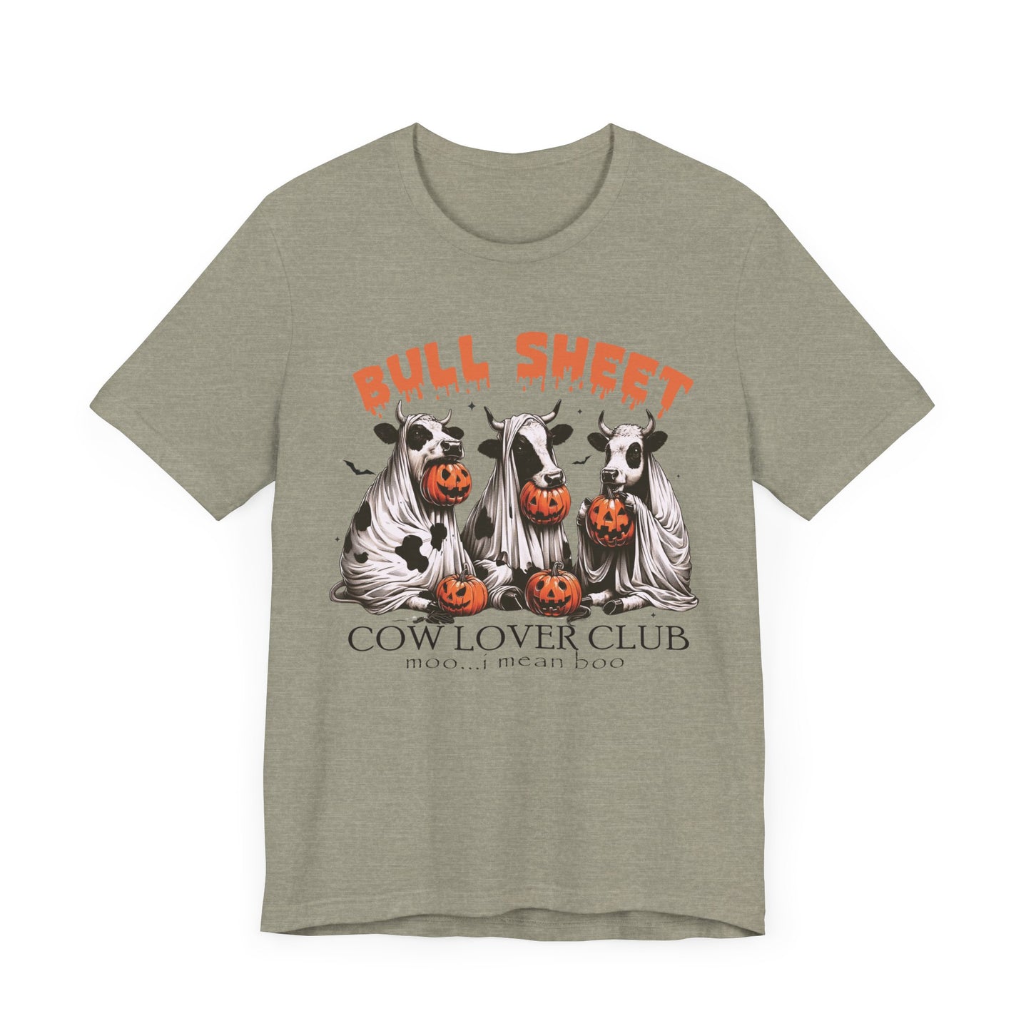Bull Sheet Unisex Jersey Short Sleeve Tee, Halloween Ghost Cows Shirt, Spooky Cow Halloween Gifts, Cow Lover Gift Tee #5123