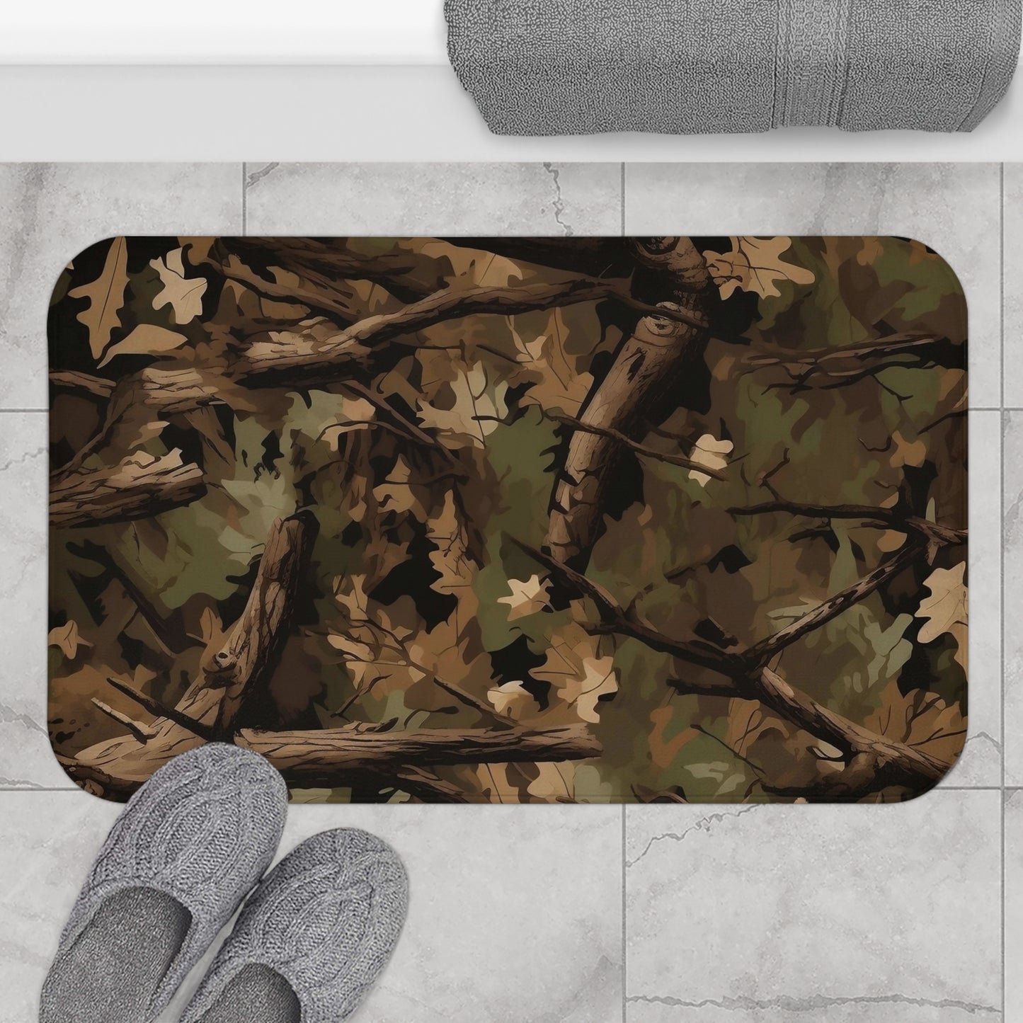 Camouflage in Nature, Bath Accent Rug -  Hunting Decor, Rustic Cabin Decor, Non-Slip Bath Mat #5116