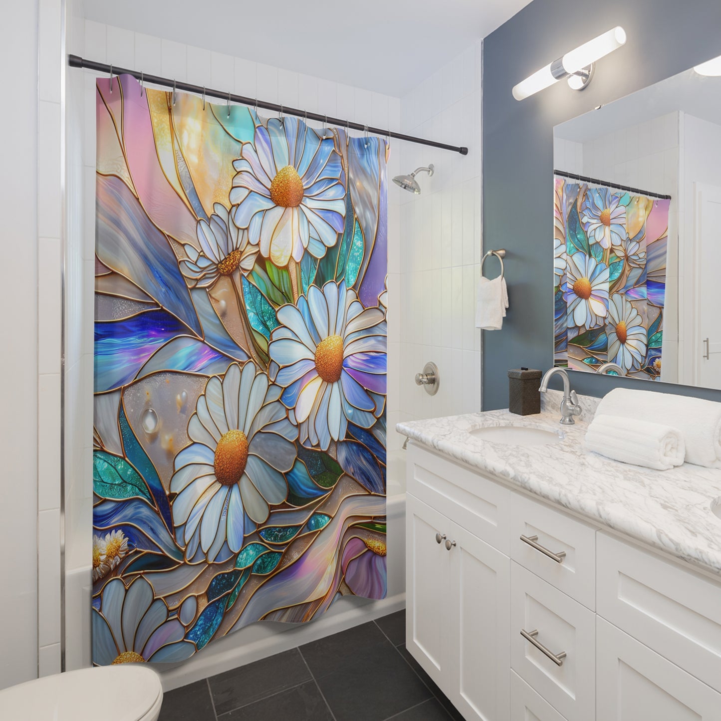 Luminescent Daisies Shower Curtain, Bath Decor, #5042