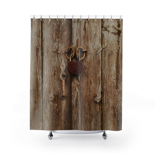 Behind Locked Doors Shower Curtain, Bath Decor, Rustic Bathroom #5048
