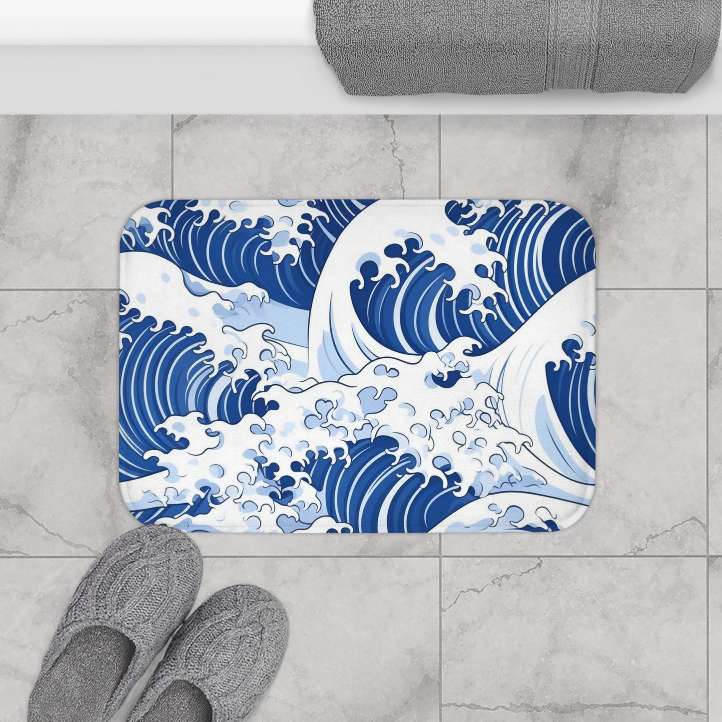 Great Waves, Bath Accent Rug - Sea/Ocean Bathroom Decor, Non-Slip Bath Mat #5115