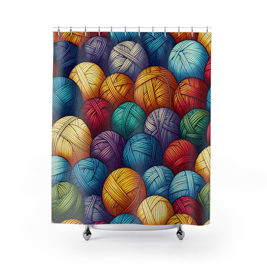 Yarn Yarn Yarn Shower Curtain,  Knitting, Crocheting, Craft Lover Decor #5115