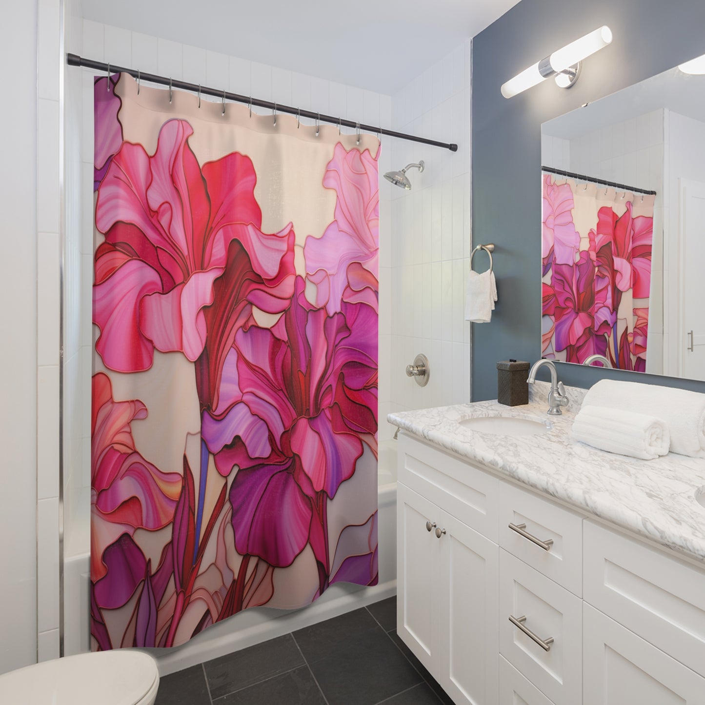Pink Gladiolas Shower Curtain, Bath Decor,  #5018