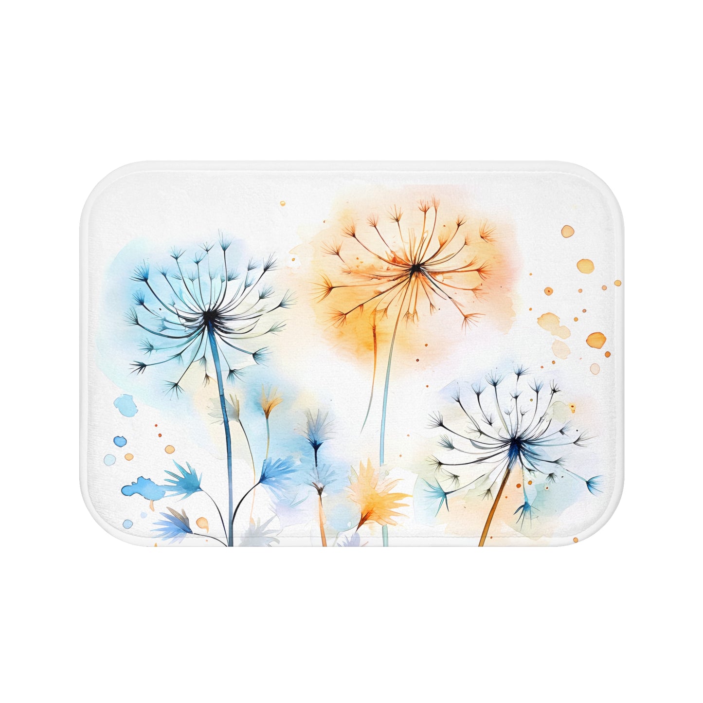 Bath Mat - Watercolor Dandelions, Bathroom Decor, Floral Decor, Bathroom Art #5016
