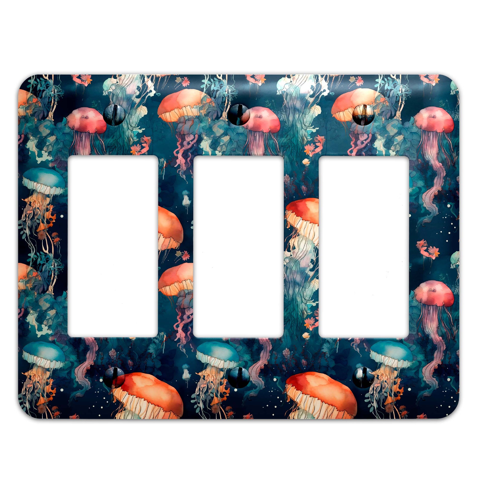 a light switch cover with jellyfishs on it