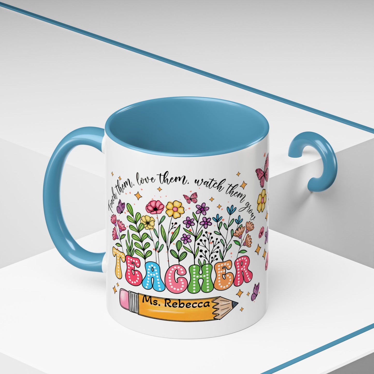 Teacher Wildflowers, Teacher Appreciation, Back to School, Graduation Gift,  Accent Coffee Mug (11, 15oz), #3065