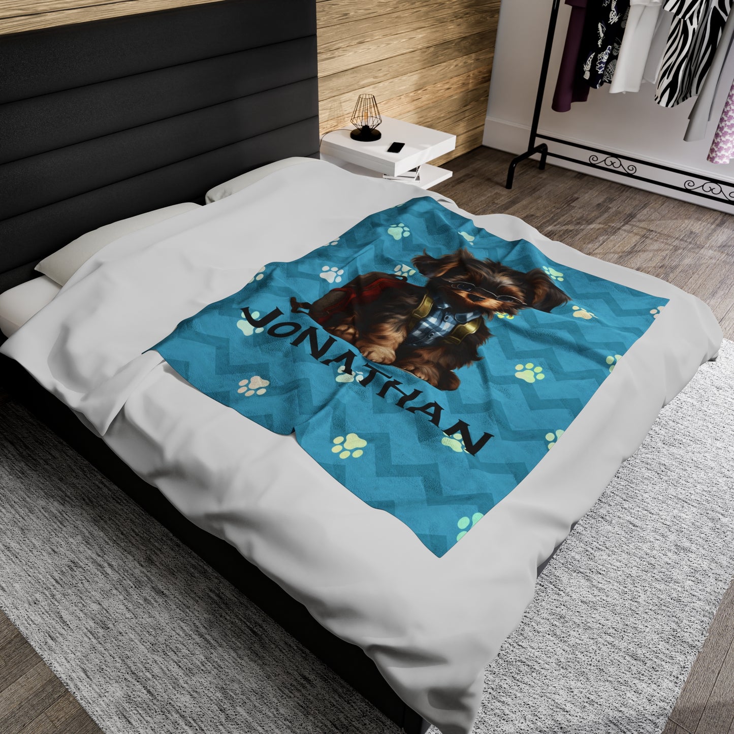 Personalized Scholarly Puppy Velveteen Plush Blanket, Baby Shower Gift, Gift for New Baby, Toddler Blanket Available in 2 sizes, #5070
