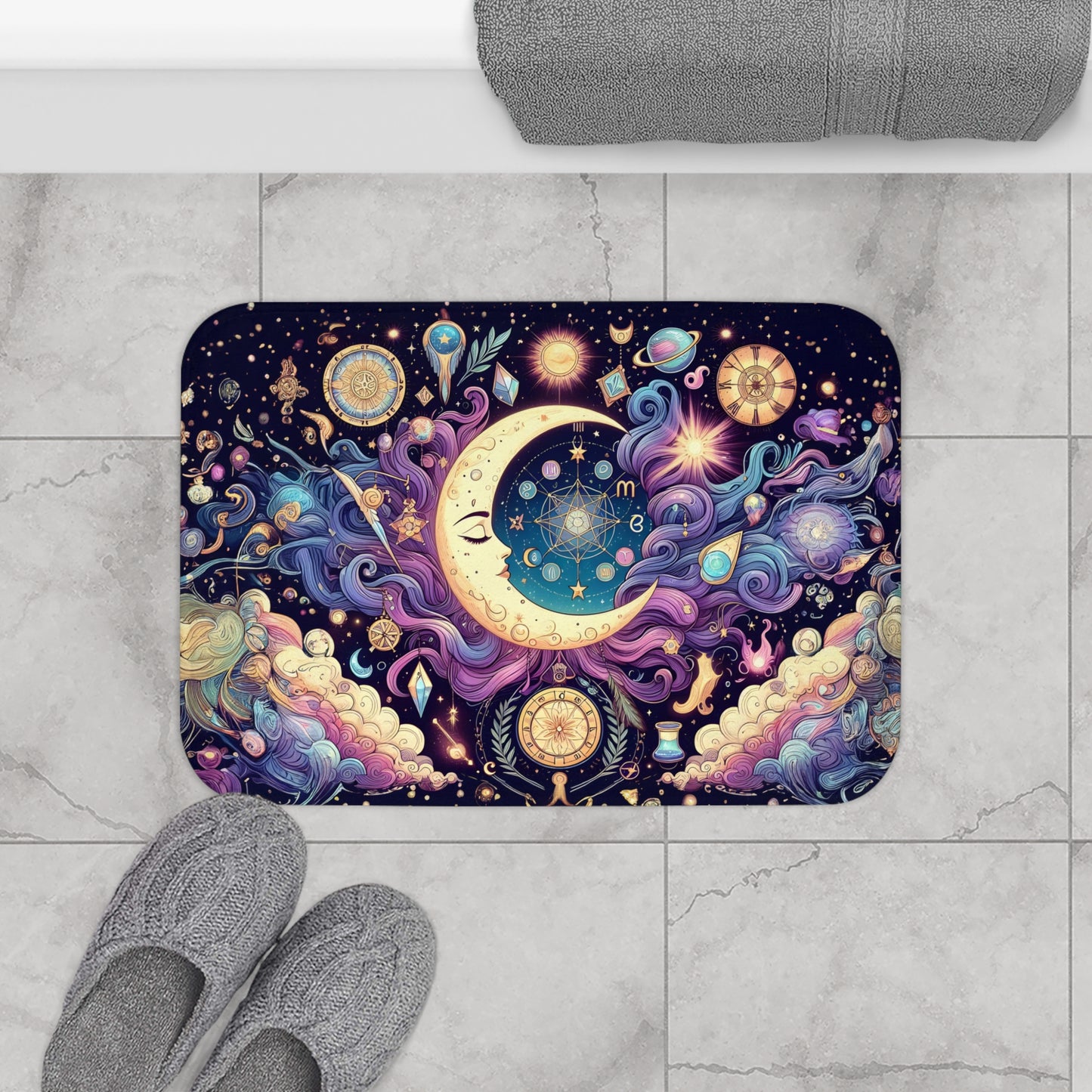 Celestial Heavens Bath Accent Rug -  Bath Mat, Non-Slip, Mystical Decor #5156