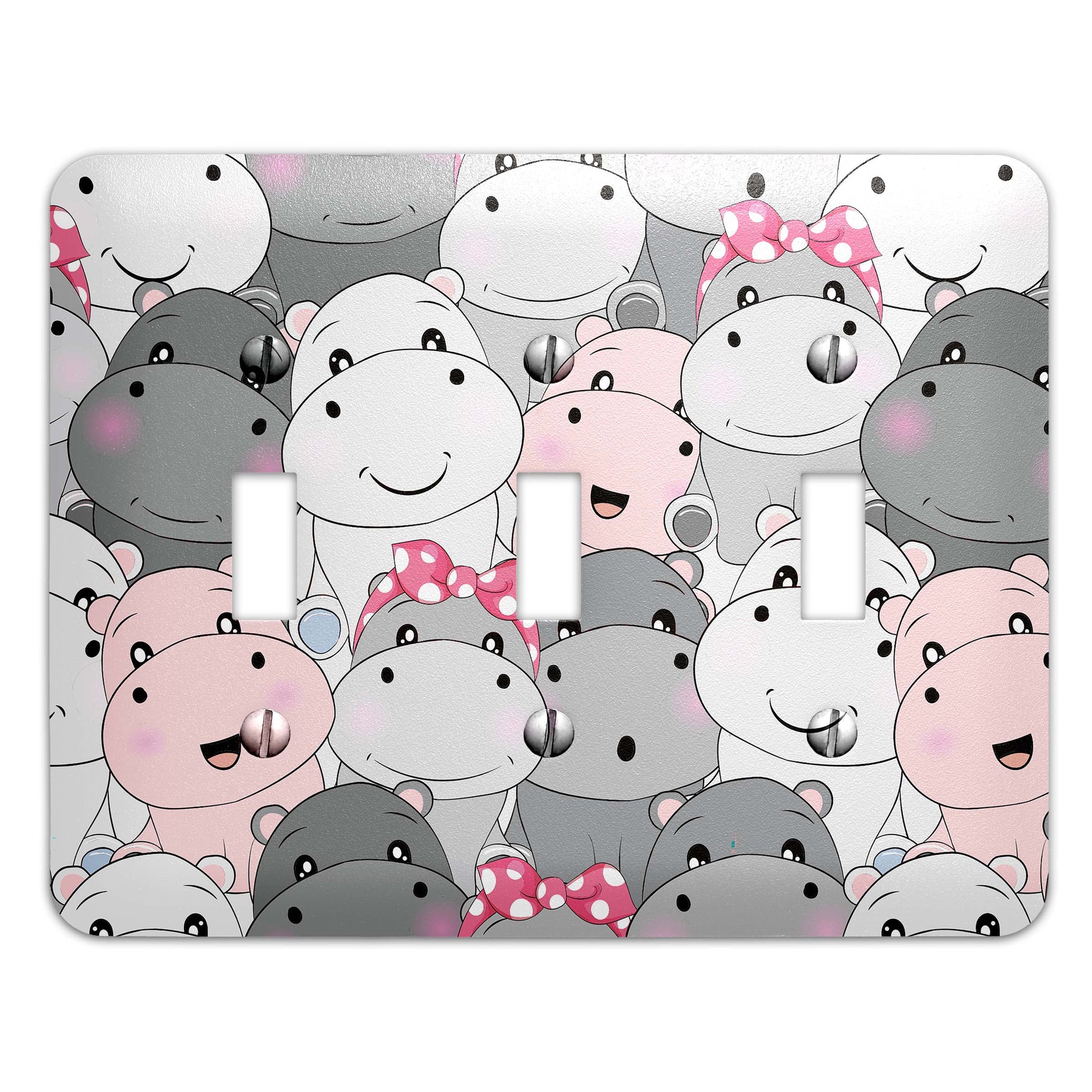 a light switch cover with a bunch of hippos on it
