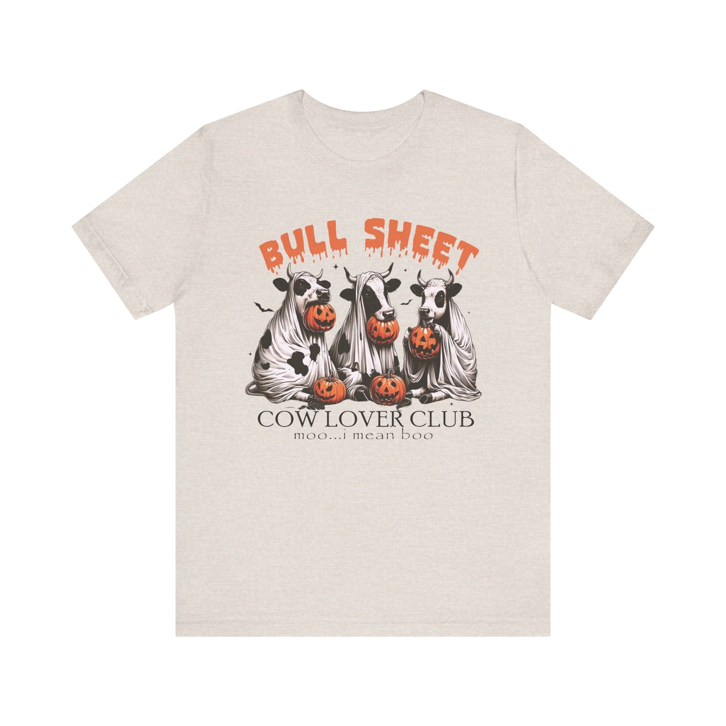Bull Sheet Unisex Jersey Short Sleeve Tee, Halloween Ghost Cows Shirt, Spooky Cow Halloween Gifts, Cow Lover Gift Tee #5123