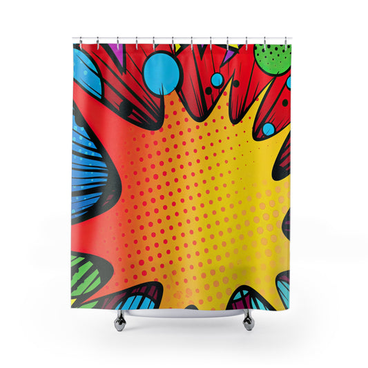 Coloful Comic Book Super Hero Shower Curtain, Bath Decor, Child's Bathroom #5036