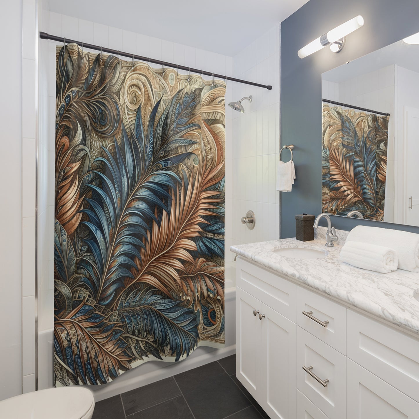 Shower Curtain - Elegant Ferns, Bathroom Makeover, 71 x 74 inches  #5152
