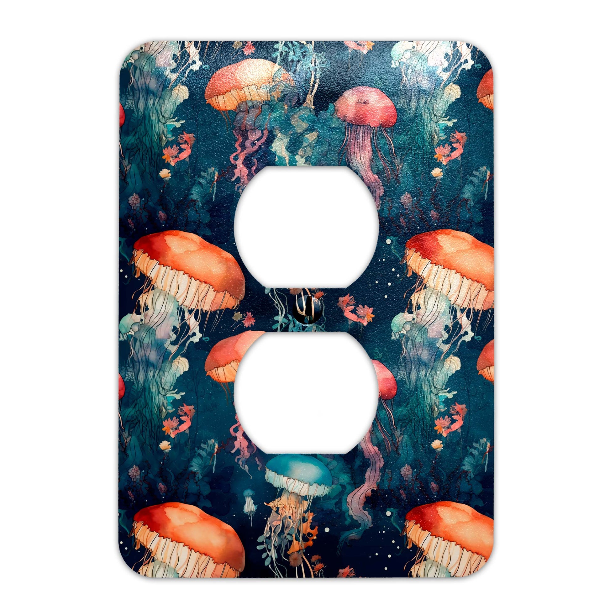 a light switch cover with a picture of jellyfishs