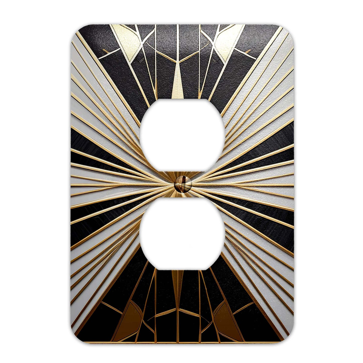 Metal Decorative Light Switch Plate Cover - Art Deco Gold and White - Several Sizes Available #5249